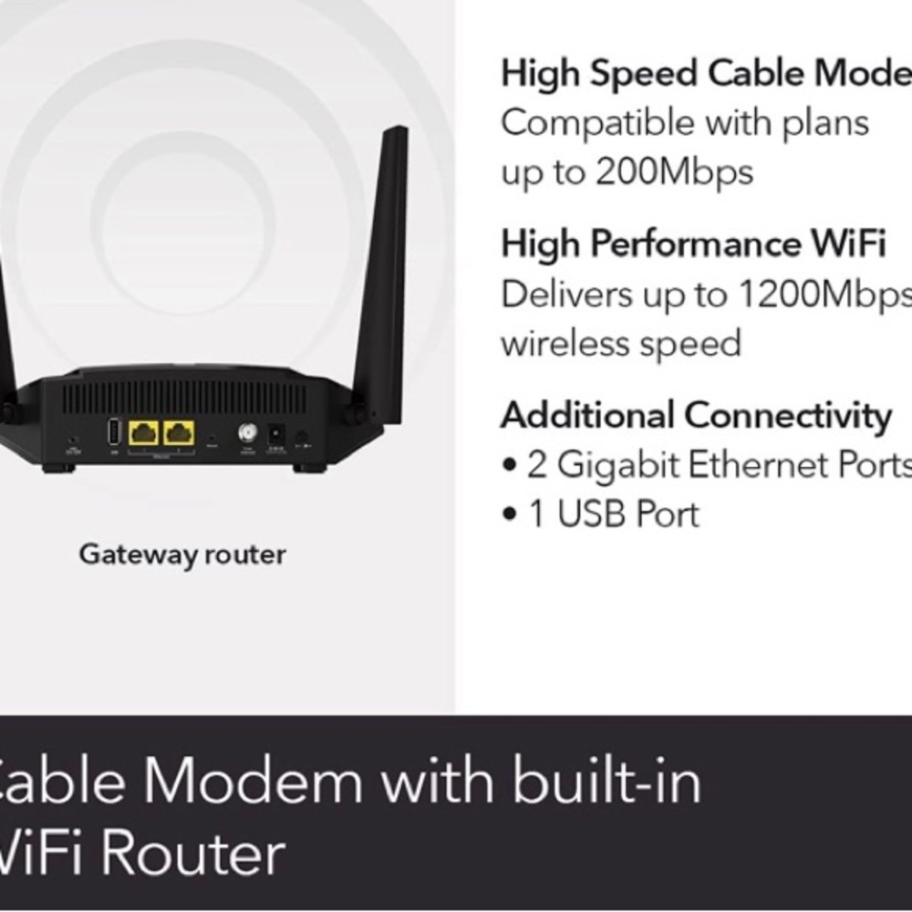 NetGear WiFi Cable Modem Router C6220 - Picture 2 of 3